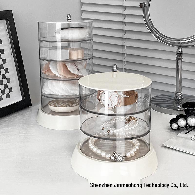 Rotating Transparent Jewelry Storage Box for Earrings, Necklaces, and Hair Accessories