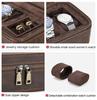 Vintage Crazy Horse Leather Watch and Jewelry Travel Box - Genuine Three-Piece Storage, Portable Ornament Gift Case.