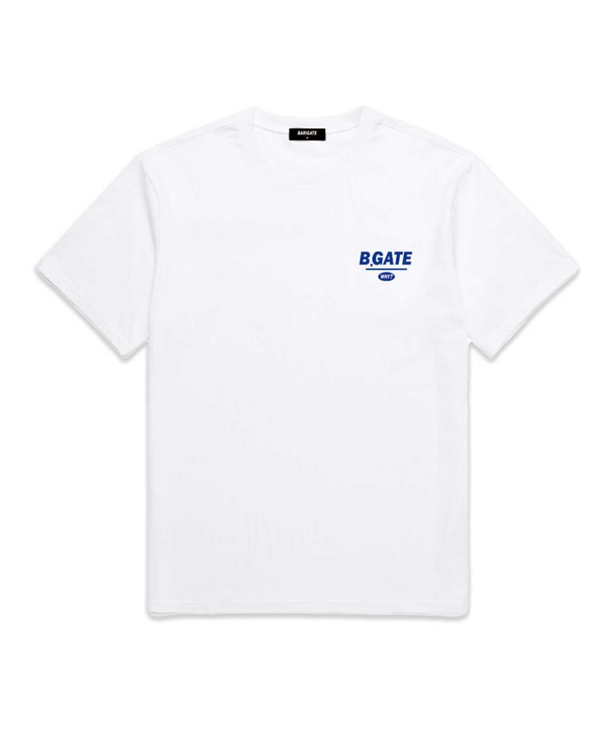 Baligeiteu B-Gate Small Logo Oversized Short Sleeve T-Shirt (Bs023) White/Blue
