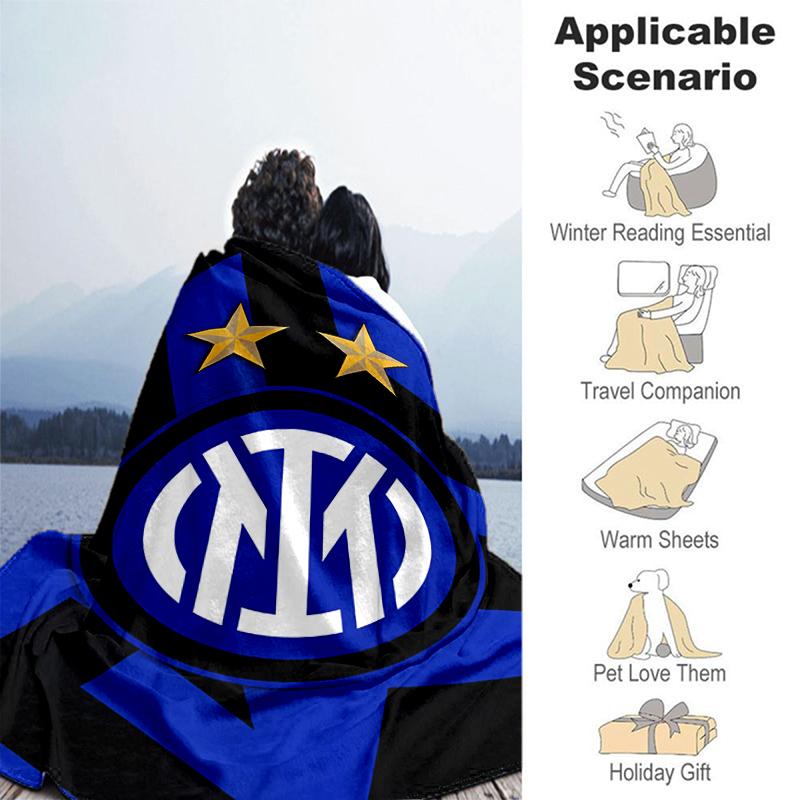 1 Stück Decke Inter Mailand Logo 1 Print Design, Leichte Decke für Sofa, Bett - Weich & Warm, Geschenk für Alle Jahreszeiten wie Weihnachten, Halloween