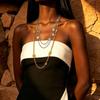 YueShi Light Luxury Titanium Steel Multi-Layer Stackable Necklace for Women - Simple & Elegant Sweater Chain, Colorfast.