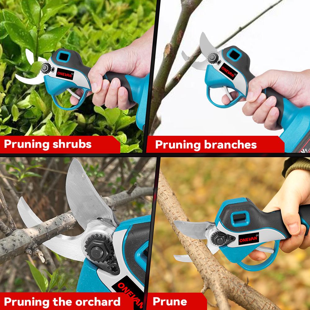 ONEVAN 30mm Brushless Electric Pruning Shear Cordless Scissor Tree Pruner Branch Cutter Garden Power Tool For Makita Battery Pin
