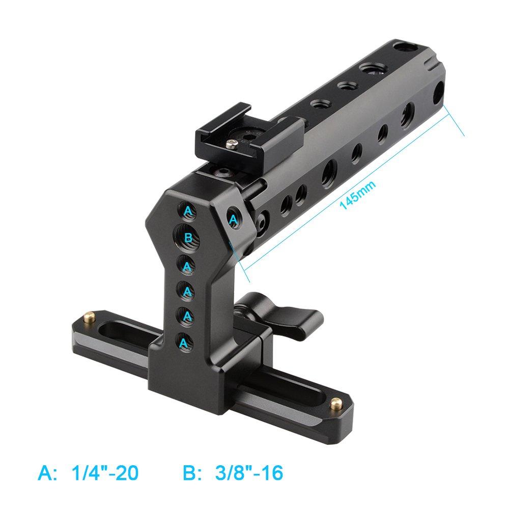 CAMVATE QR Cheese Handle Camera Grip, 100mm NATO Rail with 1/4" and 3/8" Threads and Shoe Mount, Black
