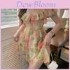 Vintage Floral Chiffon Dress With Puff Sleeve And Waist Tie For Summer Wear