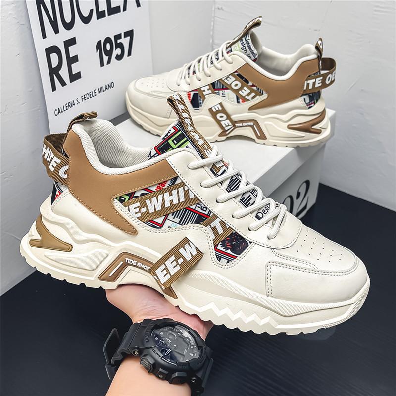 

Men s shoes new 2024 spring and autumn models popular Internet celebrity men s leisure sports versatile platform niche board shoes trendy shoes 44 бежевий