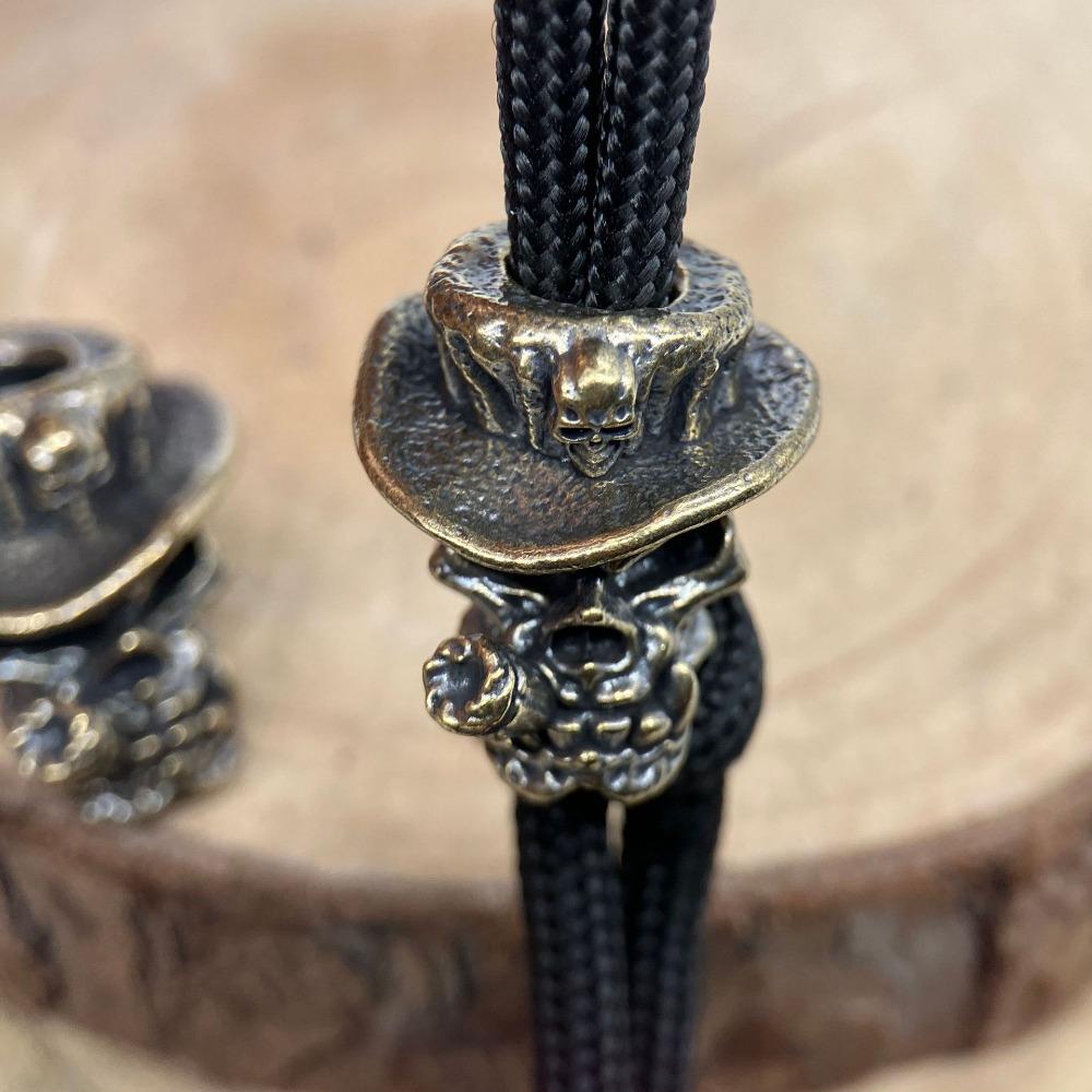 Skull Hat Cowboy Brass Knife Bead EDC Outdoor DIY Accessories Woven Lanyard Pendant Jewelry Punk Bracelet Charms