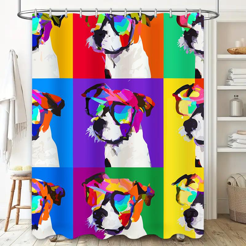 Adorable Dachshund Love Hearts Blue Shower Curtain For Bathroom Decor High-Quality Fabric Waterproof Design Suitable For Pet Lov