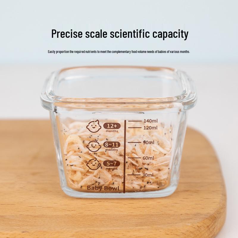Low Peng Glass Baby Food Storage Bowl - Airtight, Fresh-Keeping, Child-Safe, Thickened