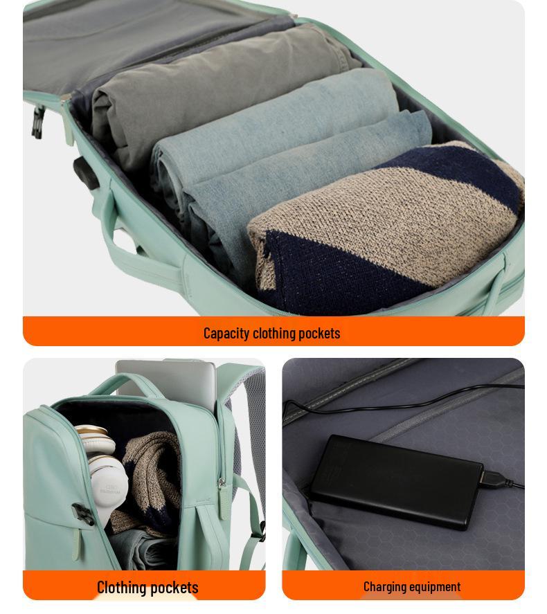 High-End Waterproof Backpack: Women's Leisure Travel, Men's Wet/Dry Separation, Large Capacity Schoolbag, Laptop Compatible.