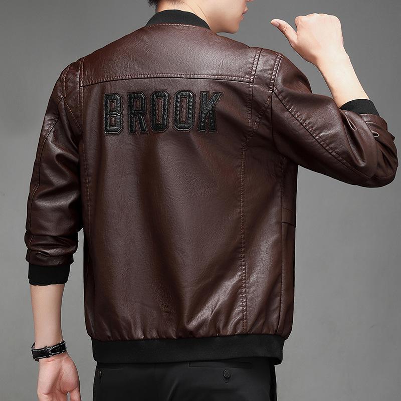 Neue Frühlings-, Herbst- und Winterjacke im koreanischen Stil, schlanke und trendige, verdickte Motorradjacke für Herren, Lederjacke