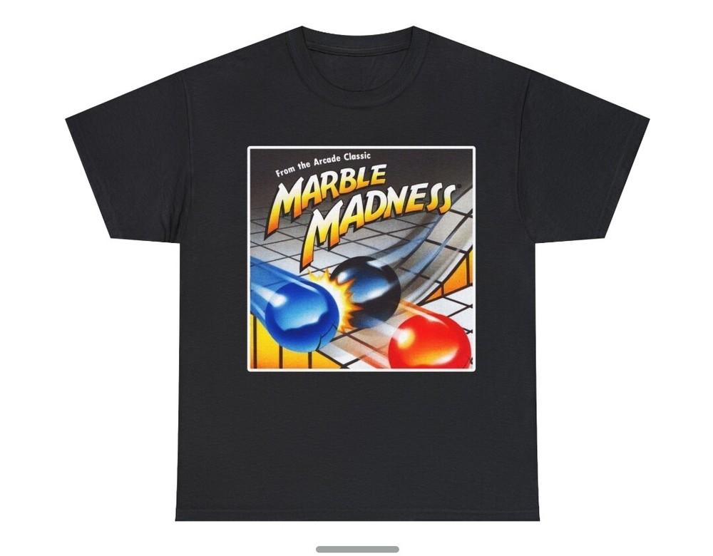Marble Madness Retro Video Game Unisex Cotton Black Nintendo Gaming Gamer Shirt XXL