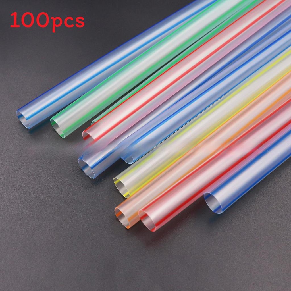 Food Grade Plastic Bubble Tea Straws With Colorful Stripes For Beverage Shops And Home Use