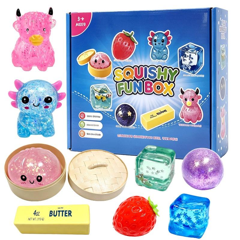 8-Piece Boxed Maltose-Filled Squeeze Toy – Slow-Rising Soft Stress-Relief Toy for Adults