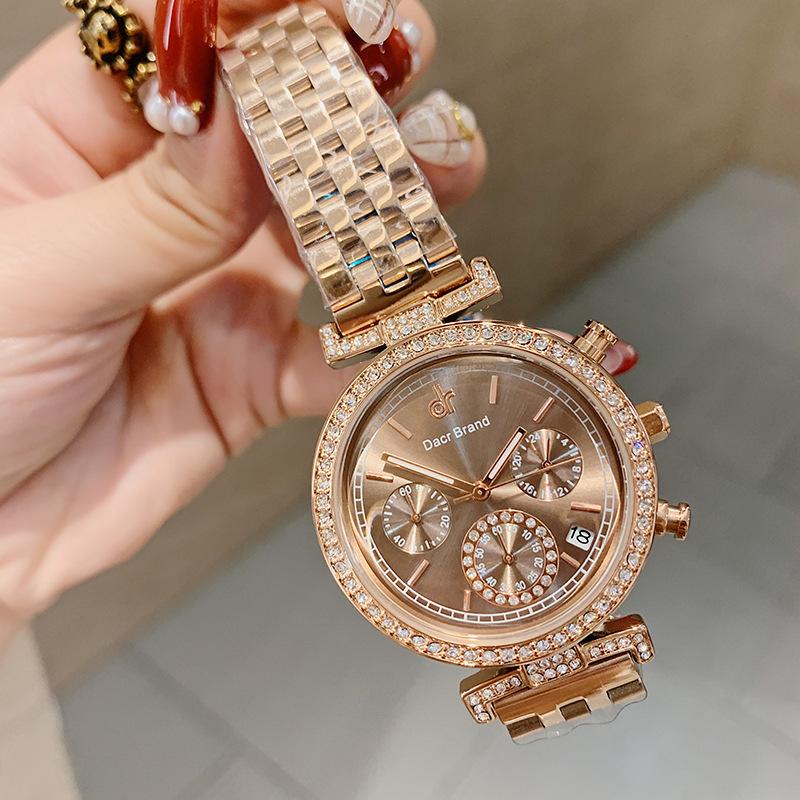 New Fashionable and Atmospheric Steel Band Women's Watch Small Three-hand Calendar Watch Women's Waterproof Quartz Watch