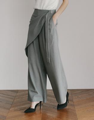 Meleugo Women'S Wrap Skirt Wide Trousers [Gray]