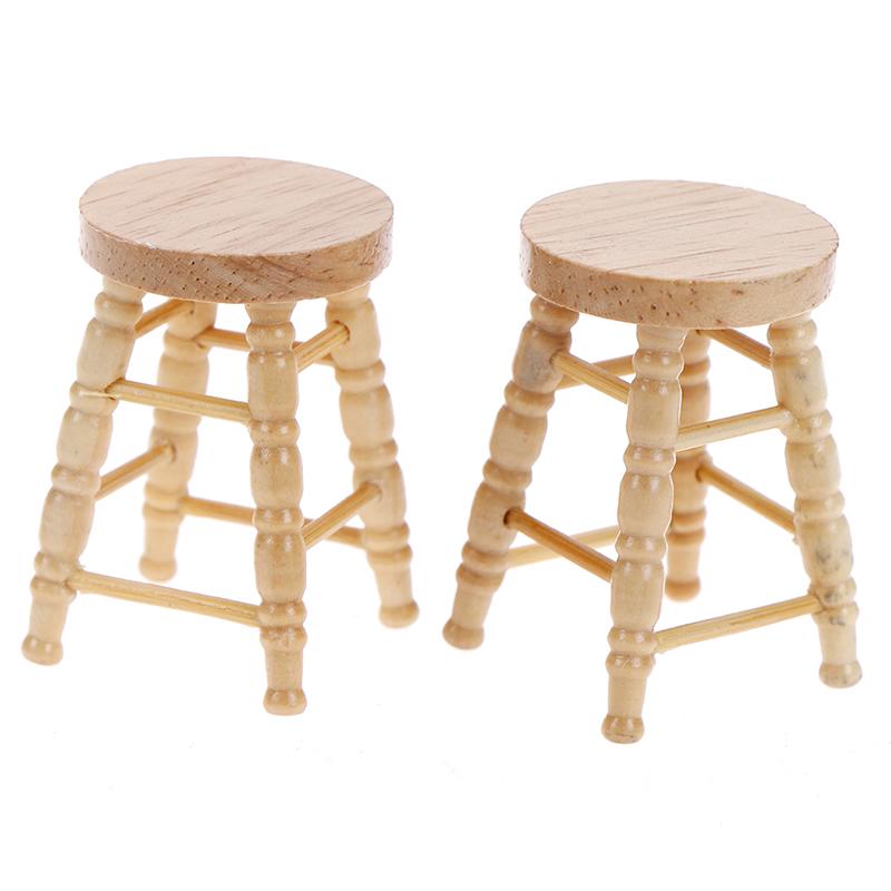 1Pc 1/12 Dollhouse Miniature Wooden Stool Chair Furniture Accessories Decoration
