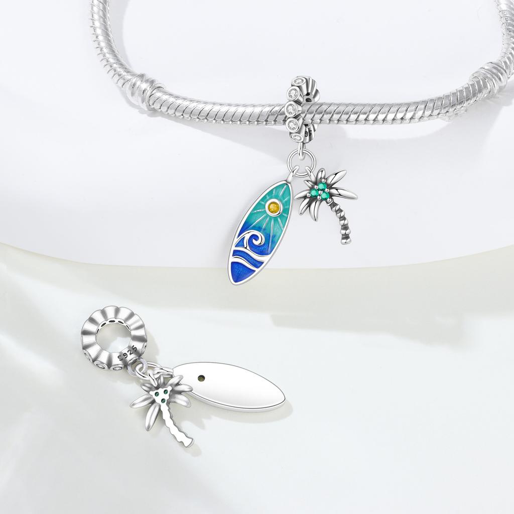 Copper Blush Puff Brush Prayer Hand Chain Charms Beads Pendant For Original Bracelet Woman Girl Jewelry