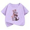 Lovely Cat Graphic Kids Tshirts Summer Short Sleeve Tees Cartoon Boys Girls Clothes Kawaii Kitten Tops Y2K Tshirt