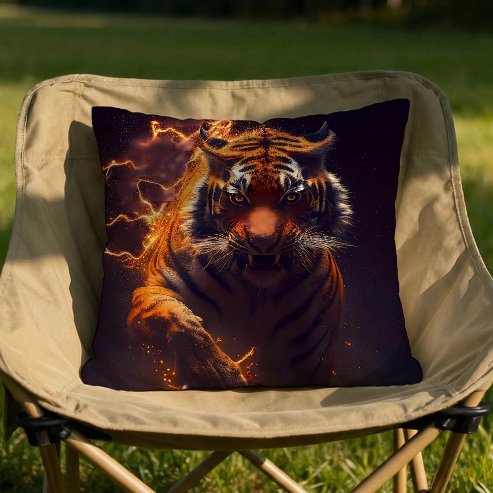Tiger Animal Print Cushion Cover Soft Reversible  Durable Pillow Cover  MultiScene Use for Home  Car Daily Comfort