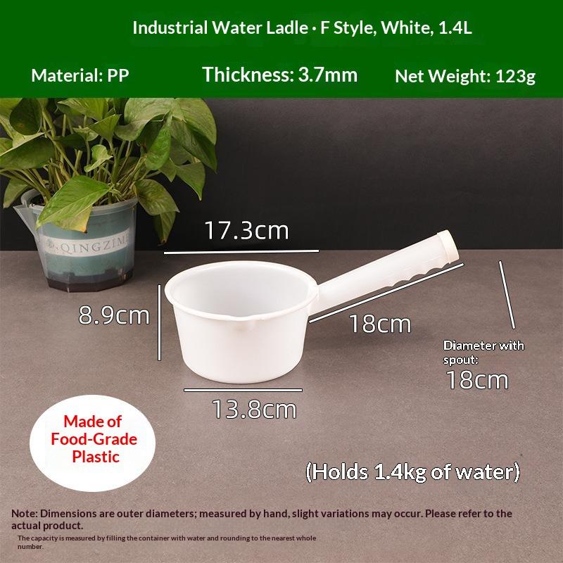Kitchen Water Scoop Long Handle Plastic Ladle Bath Scoop Household Water Ladle Soup Dipper Garden Use White Serving Spoons