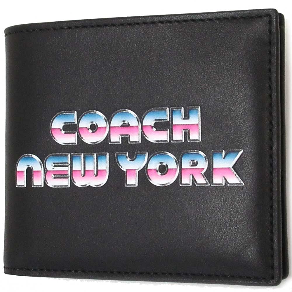 Wallet Outlet New York Evening Graphic Double Billfold Wallet Bifold Wallet C3412 QBBK [Coach] Men's Women's 80's [Item]
