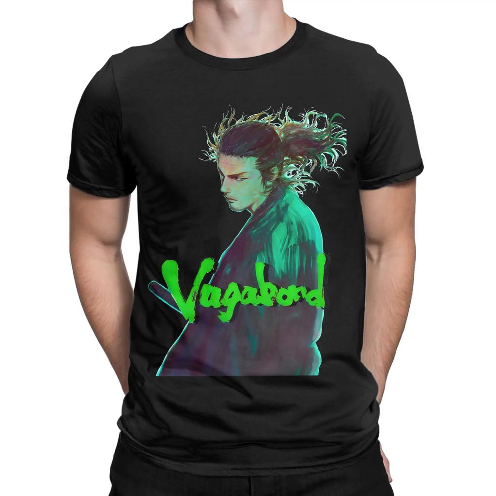 Musashi Vagabond Manga Samurai Miyamoto Men's T Shirts Vintage Tees Short Sleeve Crew Neck T-Shirt Pure Cotton Plus Size Tops