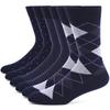 5-6 Paia Nuovi Semplici Taglia Grande Calzini da Uomo Eleganti Alta Qualità Blu Grigio Righe Argyle Cotone Calzini Casual Taglia EU41-48