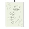 Geometric Green Woman Portrait Lines Plants Leaf Posters Prints Canvas Painting Wall Art Pictures For Living Room Home Decor