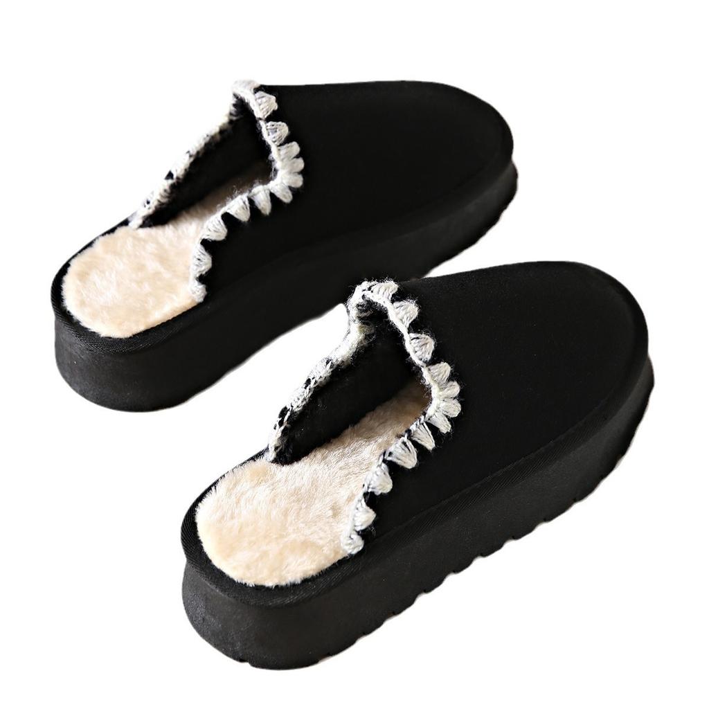 Foreign Trade Large Size Northeast Warm Mao Mao Mop 2024 Autumn and Winter Explosion Thick Bottom Non-slip Velvet Warm Snow Boots Women