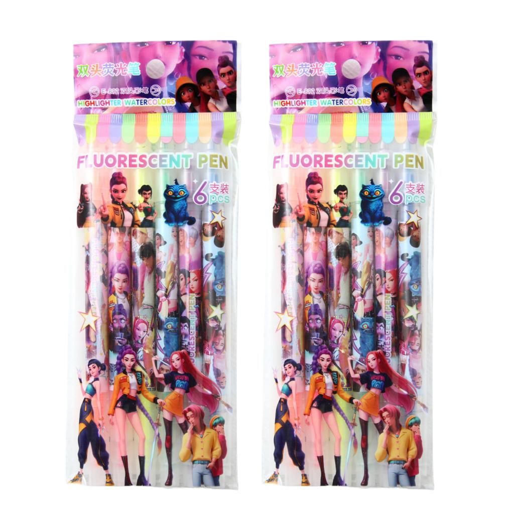 Korean Pop Demon Hunters Highlighter Writing Tool Kit Huntrix Rumi Animation Dual Tip Markers Journaling Drawing DIY School Useful Stationery Presents