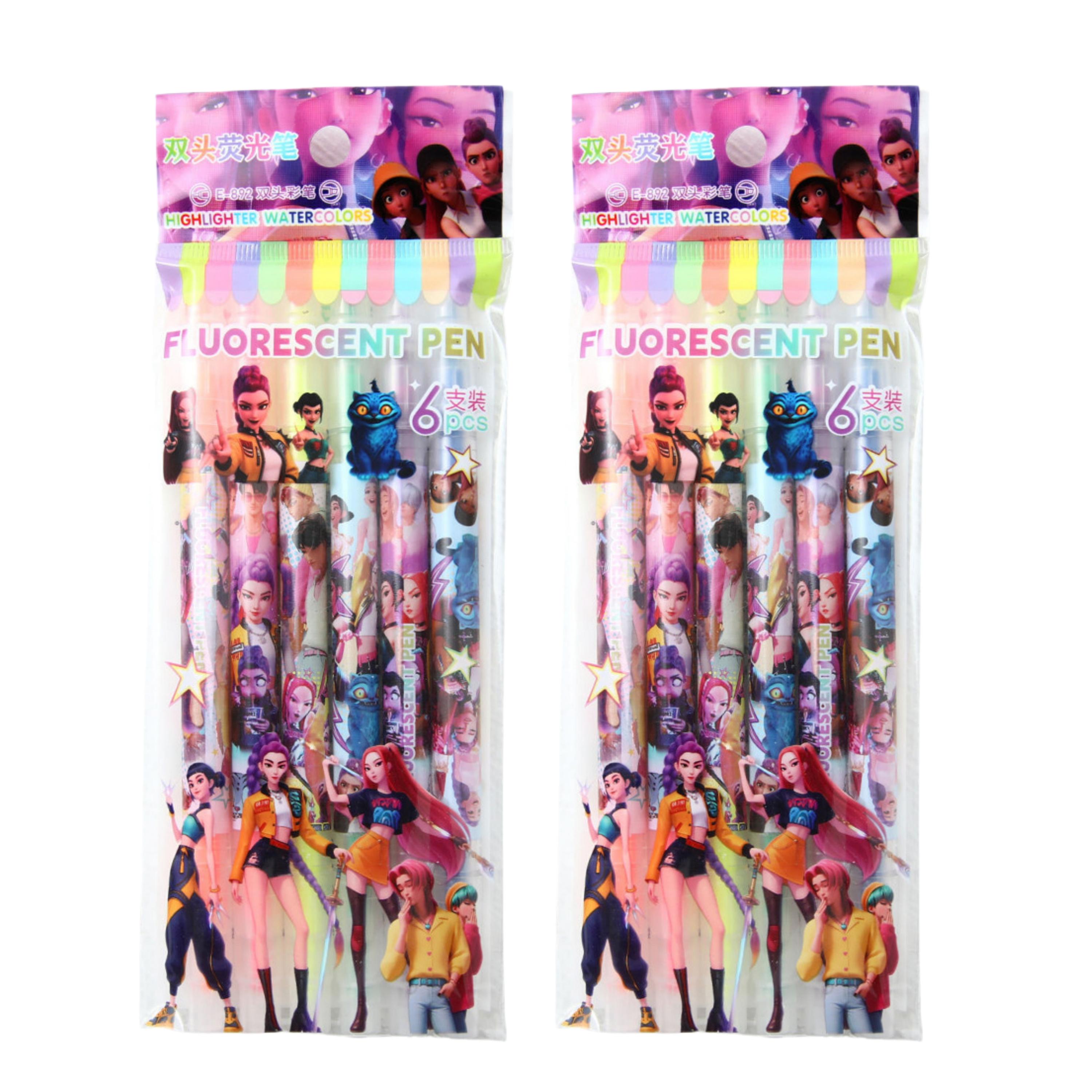 

Kpop Demon Hunters Highlighter Pen Set Huntrix Rumi Anime Dual Tip Markers Journaling Drawing DIY School Useful Stationery Presents
