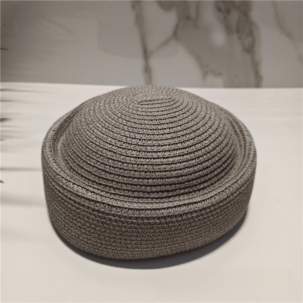 

Retro Style Painter Beret Artistic Design Woven Straw Hat Vintage Straw Sun Hat Photography Prop серый