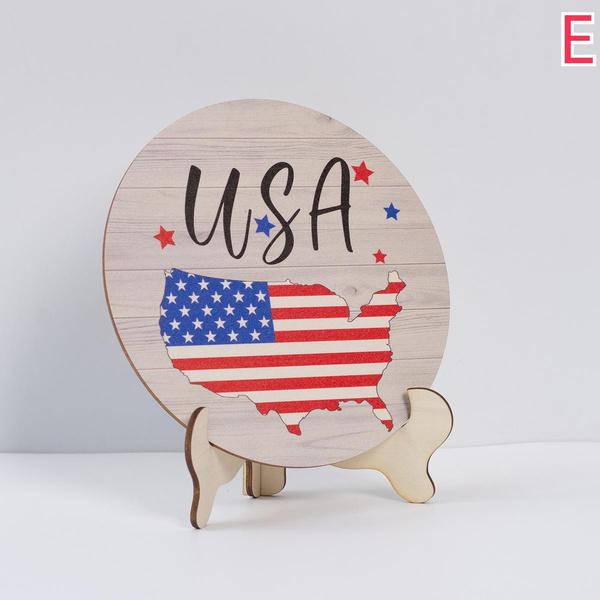 

Настольное украшение, окрашенное в стиле американского Дня независимости, деревянное украшение для дома, круглая деревянная атмосфера, макет