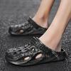 Fashion Rock Pattern Men's Shoe Outdoor Hole Beach Slides Cheap Shoes Liquidation Pvc Elegant Comfortable Original Rubber Male Slipper
