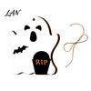 Halloween Tree Ornaments Ghost Wooden Hanging Sign with Hemp Rope, Cute Rustic Decorations Pendants for Home Party Wall Decorative Wood Signs