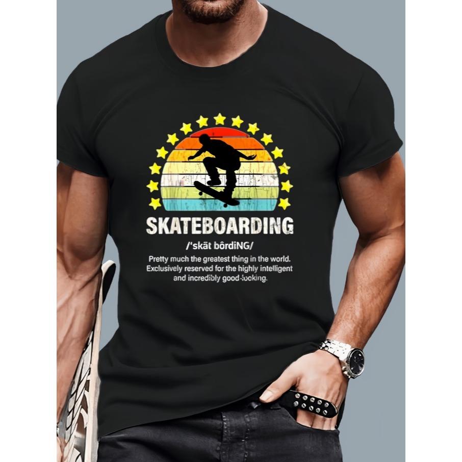 Unisexs Black Skateboarding Tshirt Vintage Crew Neck Text Graphic All Seasons Gift For Skaters Casual Attire Skate Parks Tshirt