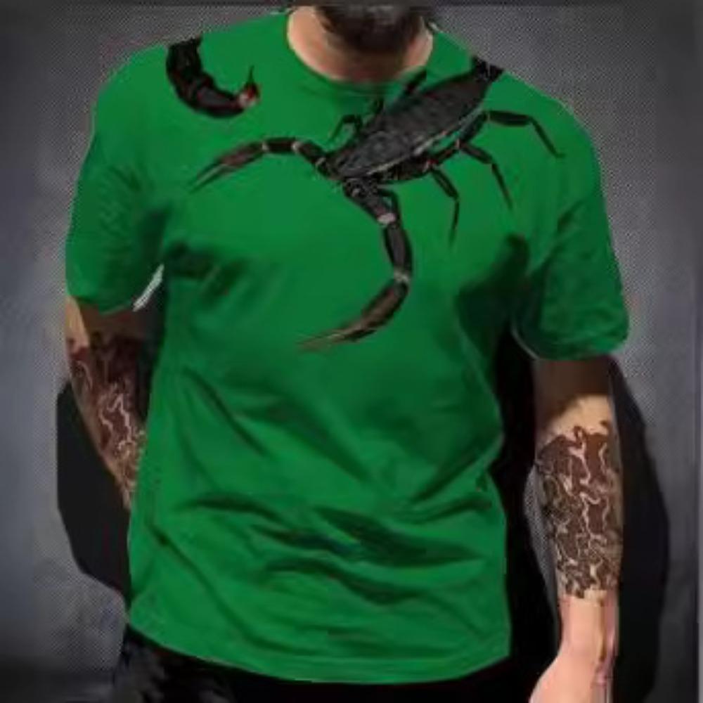 Men's Summer Short Sleeve Animal Scorpion 3D Printed T-shirt Fashion casual short sleeve Hip Hop street short sleeve T-shirt