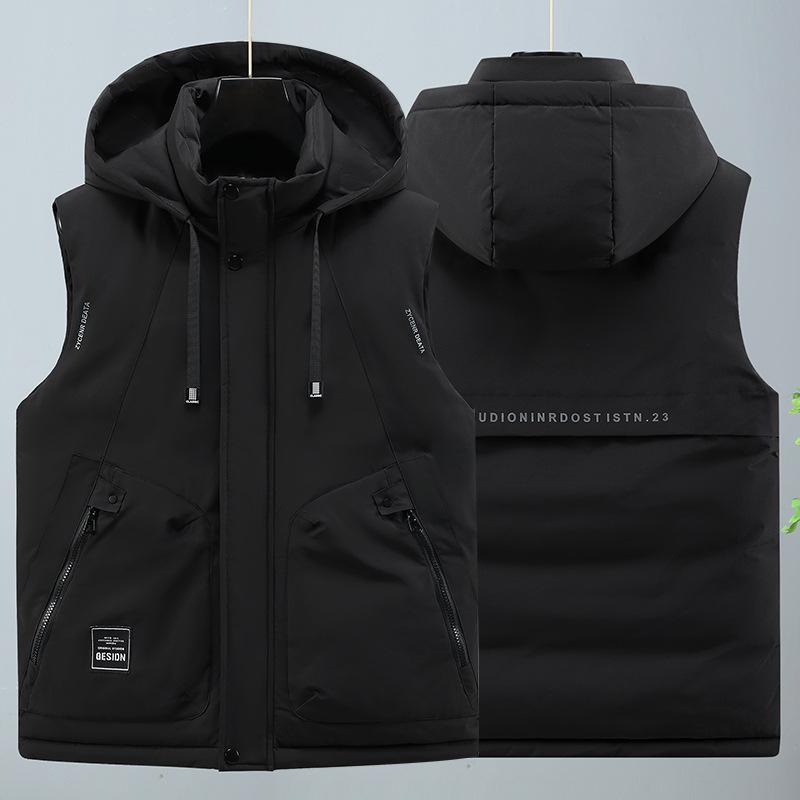 

Men Autumn Winter Splicing Waistcoat Patchwork Colour Plus Size Thickened Vest Jacket 6XL чорний