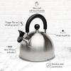 Stewart Whistling Stovetop Tea Kettle Food Grade Stainless Steel Hot Water Fast to Boil Cool Touch Folding 1.5Quart Brushed wit
