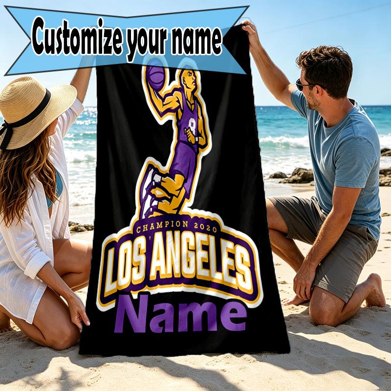 Custom Name Personalized basketball team Print Beach Towel, for Trip Camping Beach Party Home Decor, Birthday Gift for Family & Friends