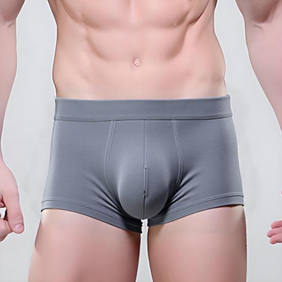 Men Boxer Underwear Mid-rise Elastic Waistband Patchwork Color Shorts Briefs U-Convex Breathable Panties