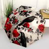 1pc Raven Roses Automatic Open/close Umbrella, 8-Rib sturdy structure, Auto Folding/Opening, Portable Travel Umbrella for Women,268