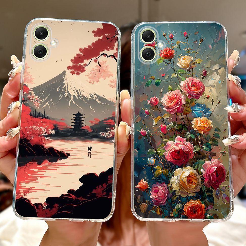 For Samsung A05 Case Clear Cute Cat Fashion Flowers Cool Painted Back Cover For Samsung Galaxy A05 Phone Case SM-A055F SM-A055M