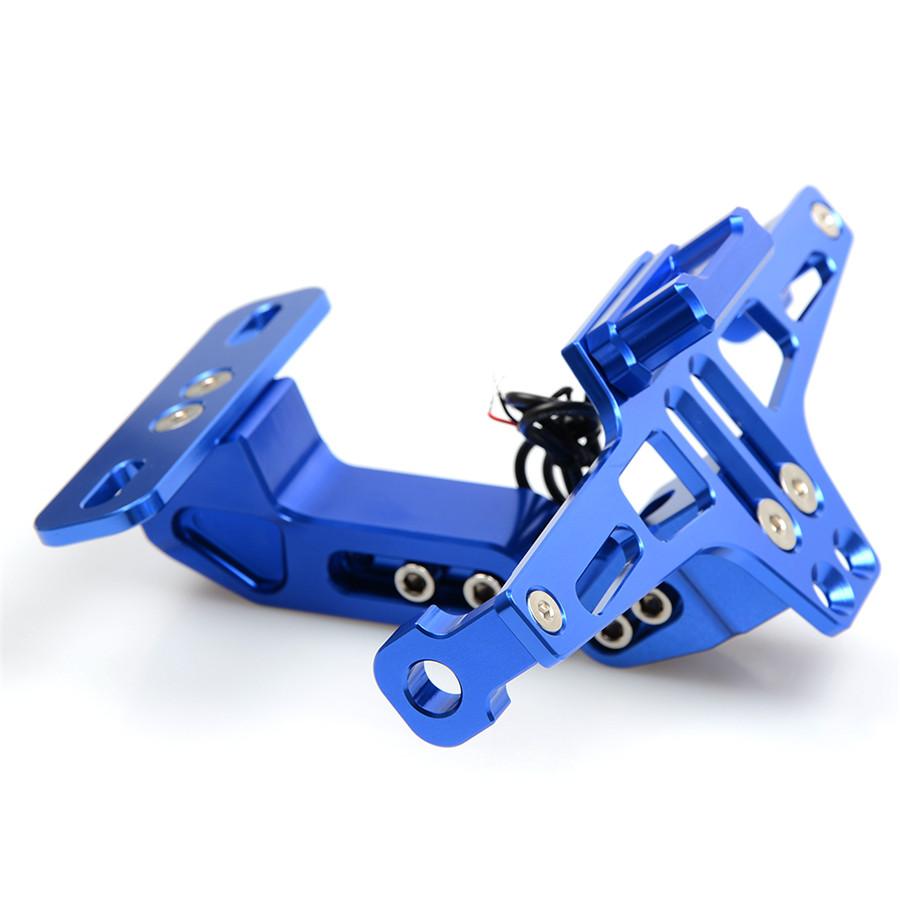 Blue Aluminium Alloy Motorbike Multiangle Adjustable License Number Plate Holder