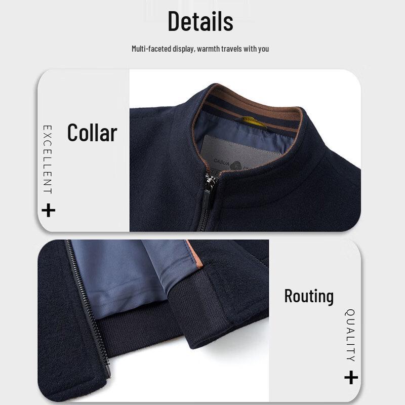 ROMON Men's 100% Wool Stand-Collar Casual Jacket