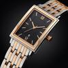 3 Atm Water Resistant Stainless Steel Case Solid Steel Band Square Rectangle Watch Quartz Mens Watches With Date