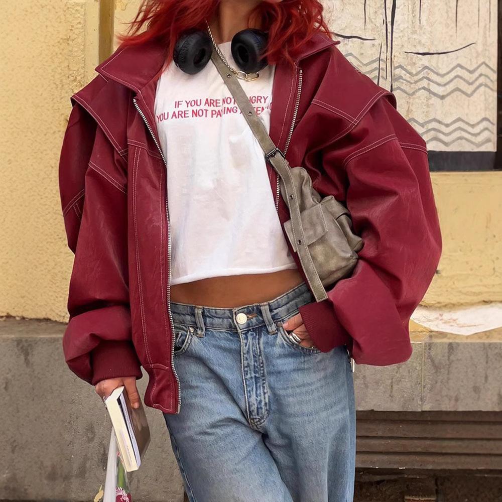 Kragen, Jacke mit langem Reißverschlussärmel, Neuer Stil 2025, Modisch, Feminin, Temperamentvoll, Pendeln, Straße, Lockere Jacke