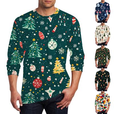 Men's T Shirt O-Neck Clothing Apparel Outdoor Long Sleeve Print Fashion Designer Vintage