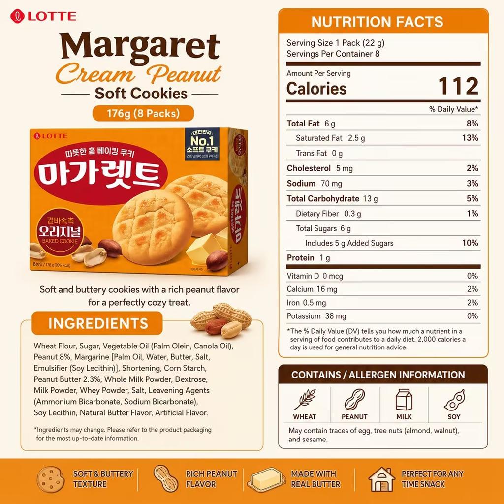 Lotte Margaret Cream Peanut Weiche Kekse 176g
