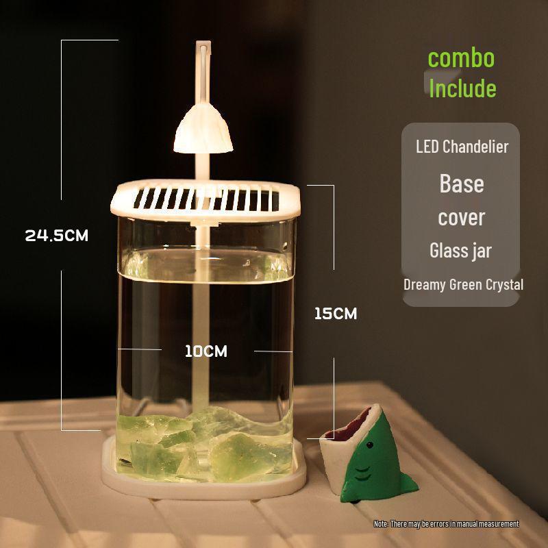 Creative Mini Betta Fish Glass Tank with Light for Desktop Decor, High-End Viewing, and Easy Maintenance.